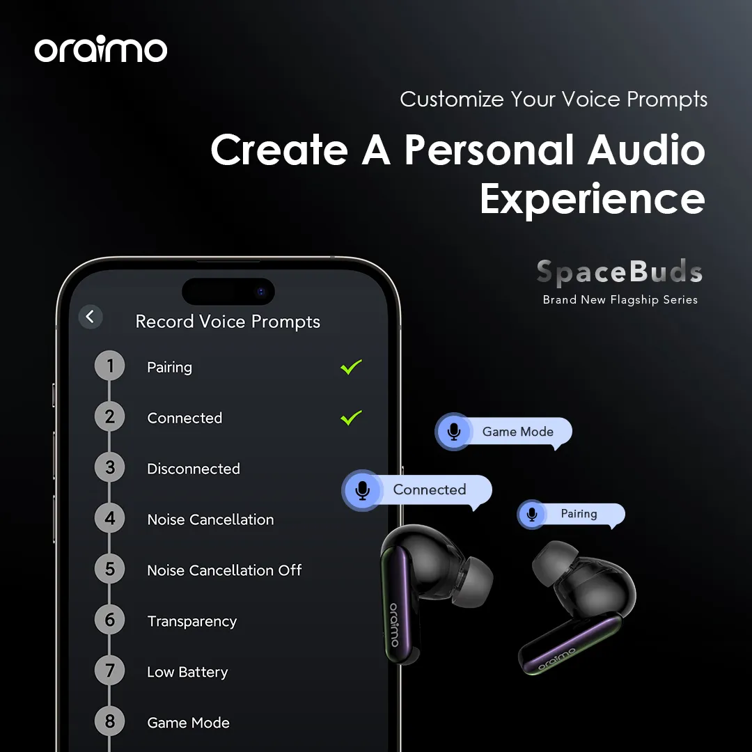 oraimo spacebuds hybrid anc true wireless earbuds customized voice prompt oraimo spacebuds hybrid anc true wireless earbuds customized voice prompt