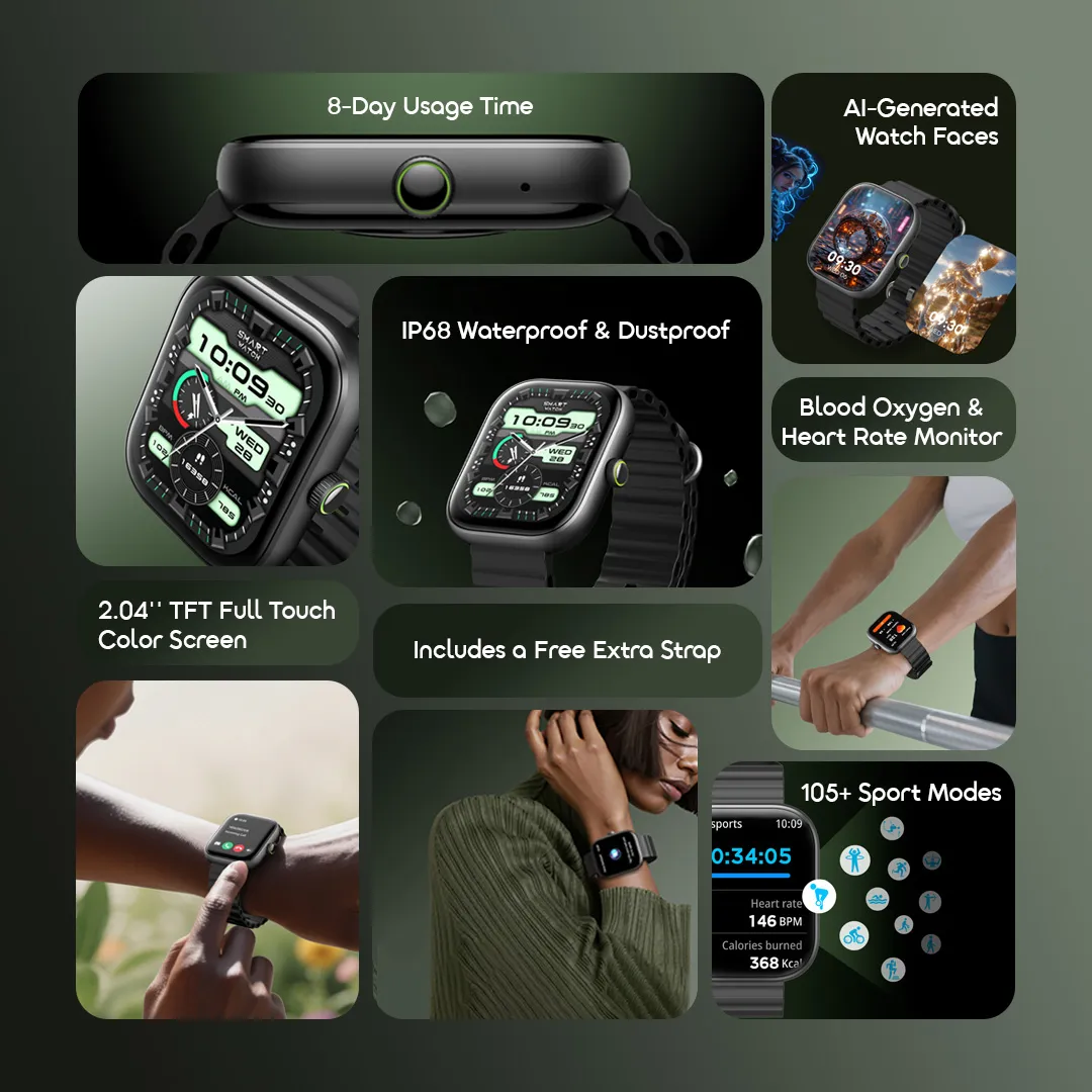 oraimo watch 6 2.04" tft ip68 smart watch oraimo watch 6 2.04" tft ip68 smart watch
